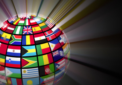 Globe with world flags alternate text for this image