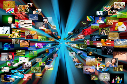 Multimedia background. Composed of many images alternate text for this image