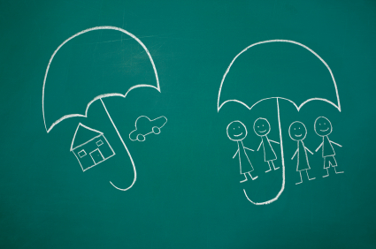 Insurance: Umbrella Protecting Family, Home, and Car alternate text for this image