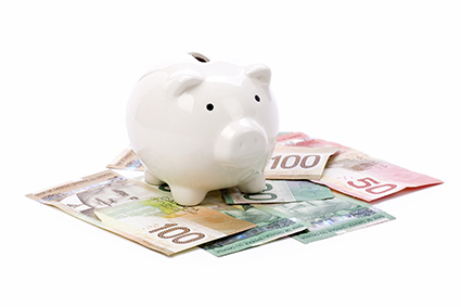 Piggy Bank and canadian dollars alternate text for this image