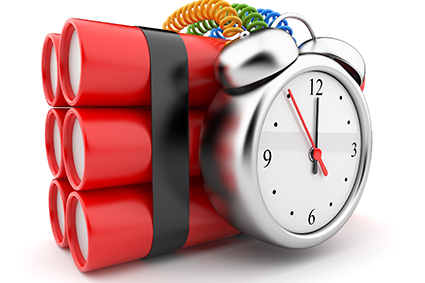 Bomb with clock timer 3D. Countdown. Icon isolated on white back alternate text for this image