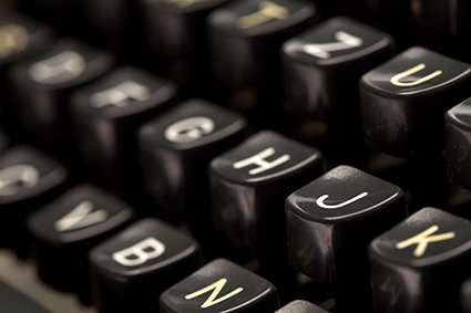 Close up of vintage typewriter machine alternate text for this image