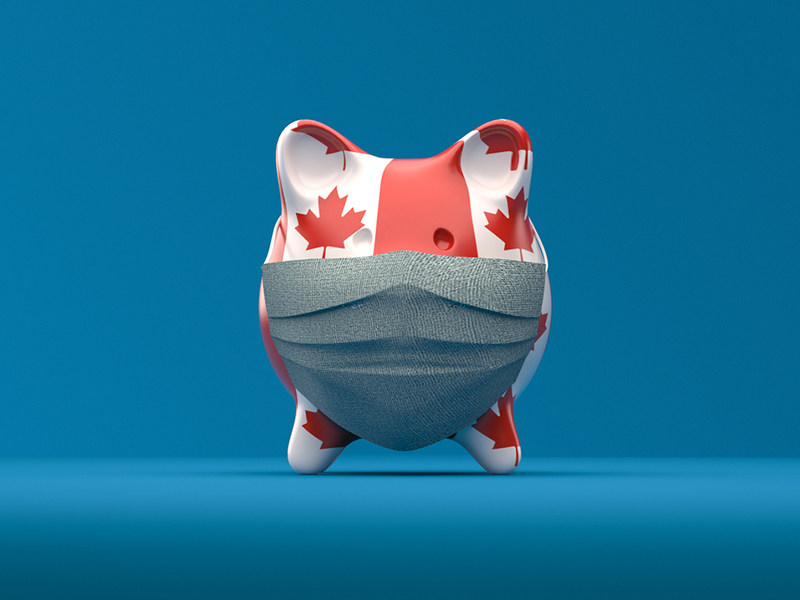 Piggy Bank with Canada flag alternate text for this image