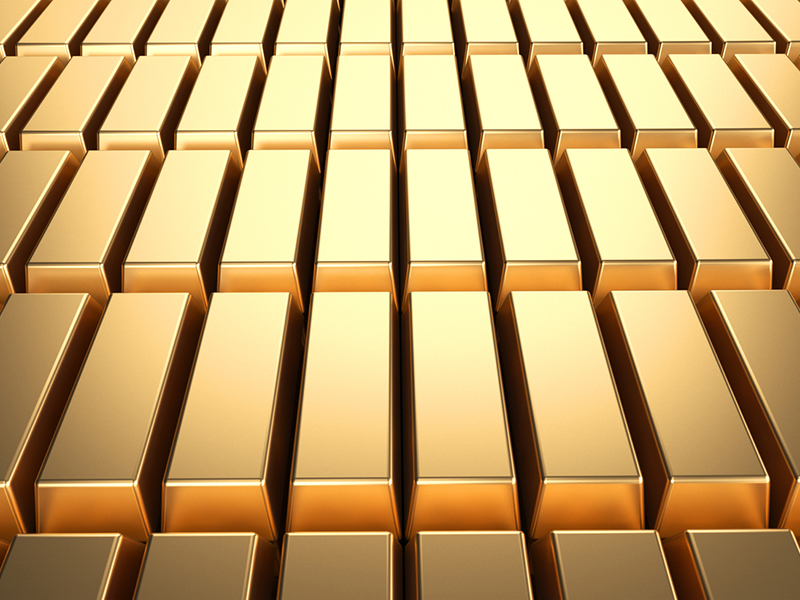 Gold bars and Financial concept background 3d illustration alternate text for this image