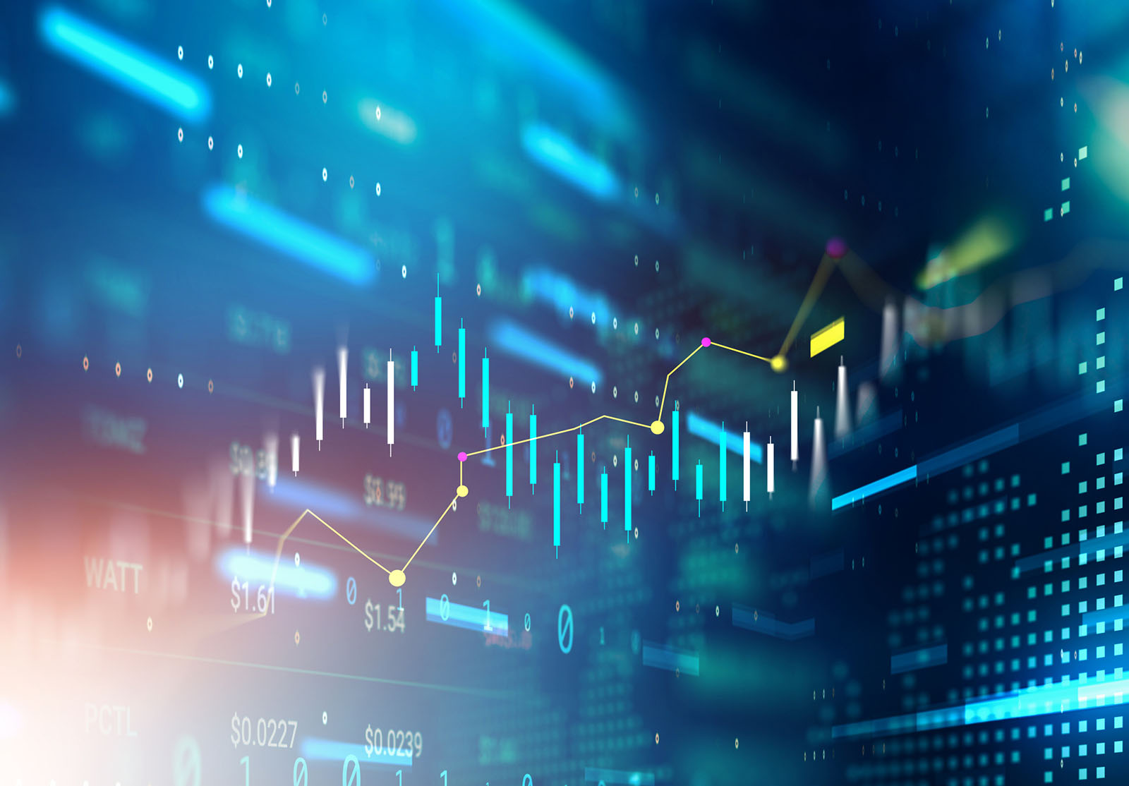 Graphique des devises et des bourses généré numériquement pour la finance et l'économie, basé sur un logiciel informatique et un affichage codé
