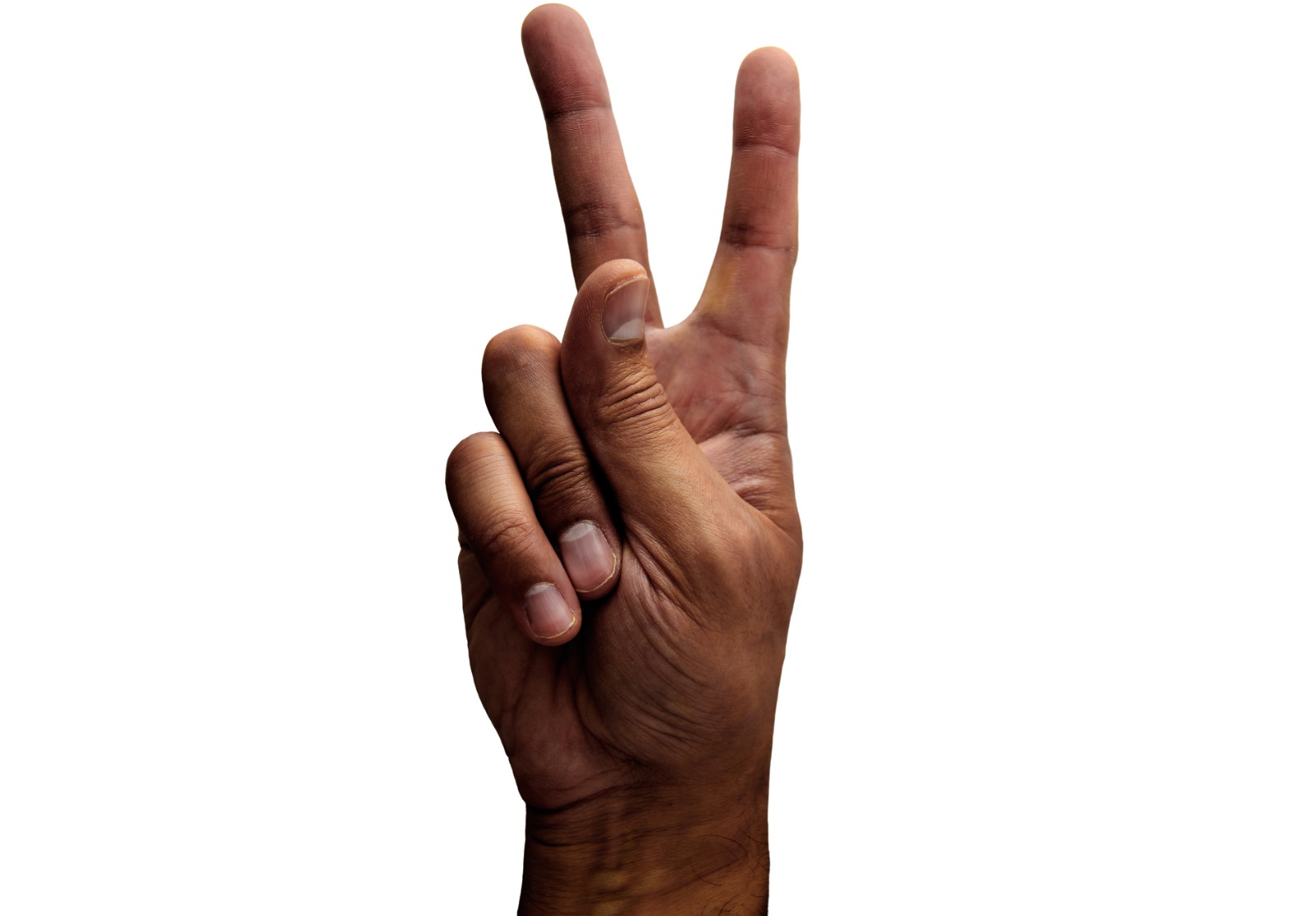 Une main montrant deux doigts.