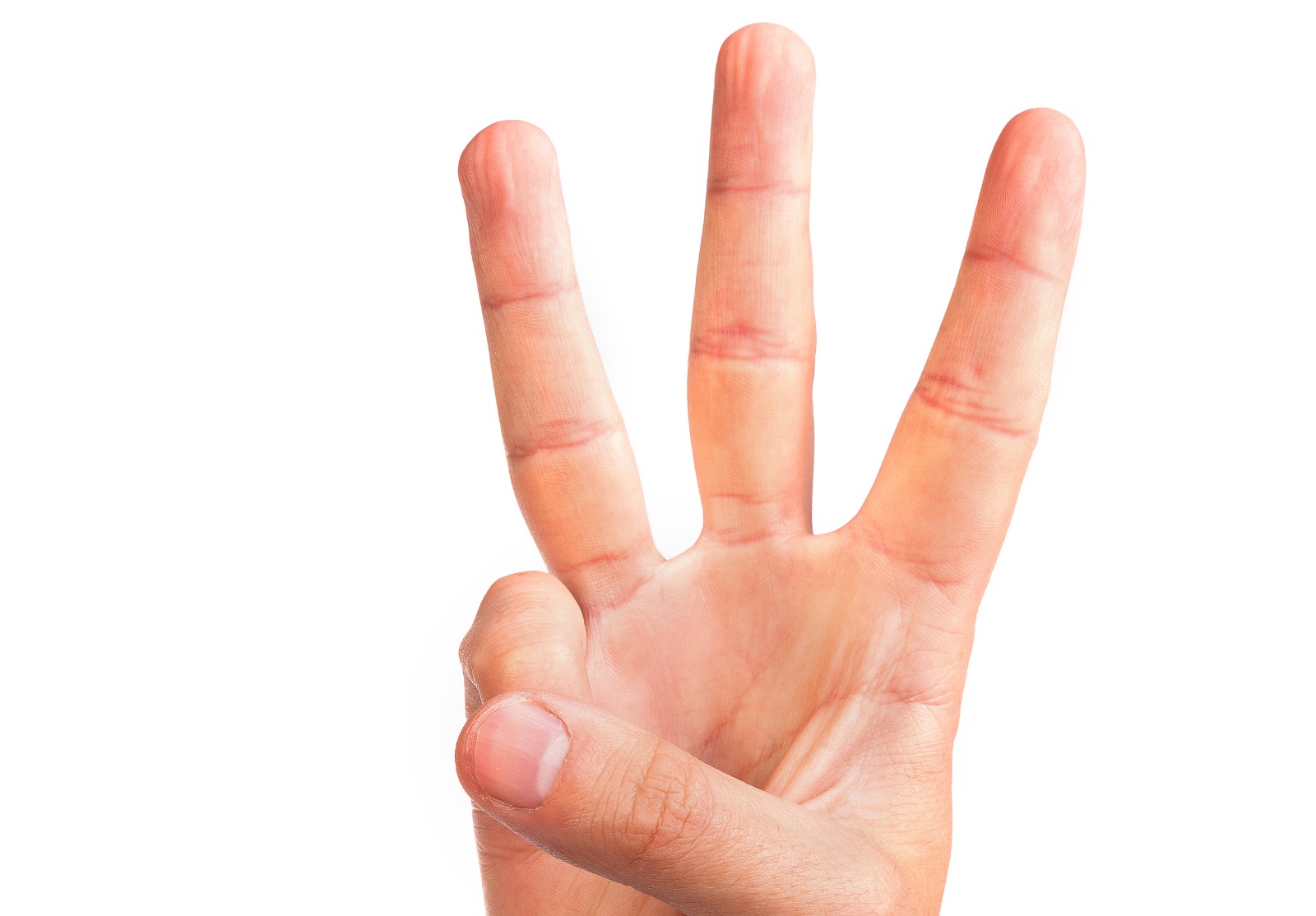 Une main montrant trois doigts.