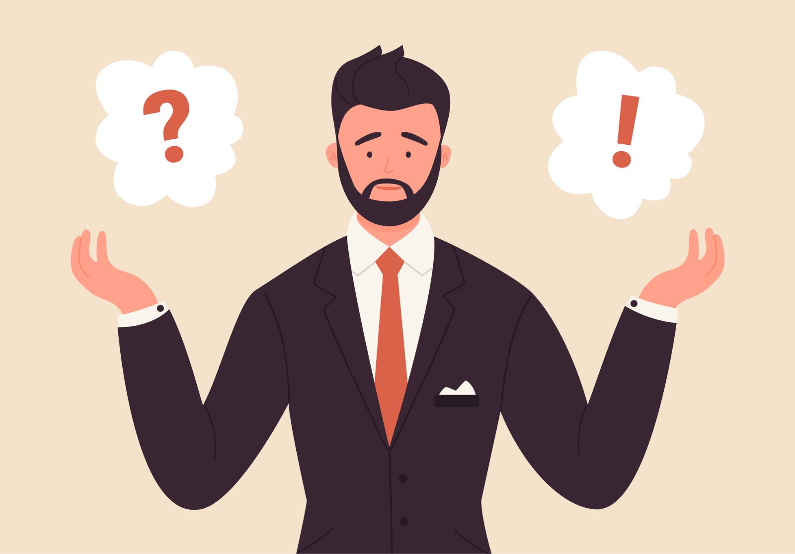 Point d’interrogation, choix de l’esprit avec l’homme d’affaires pensant.