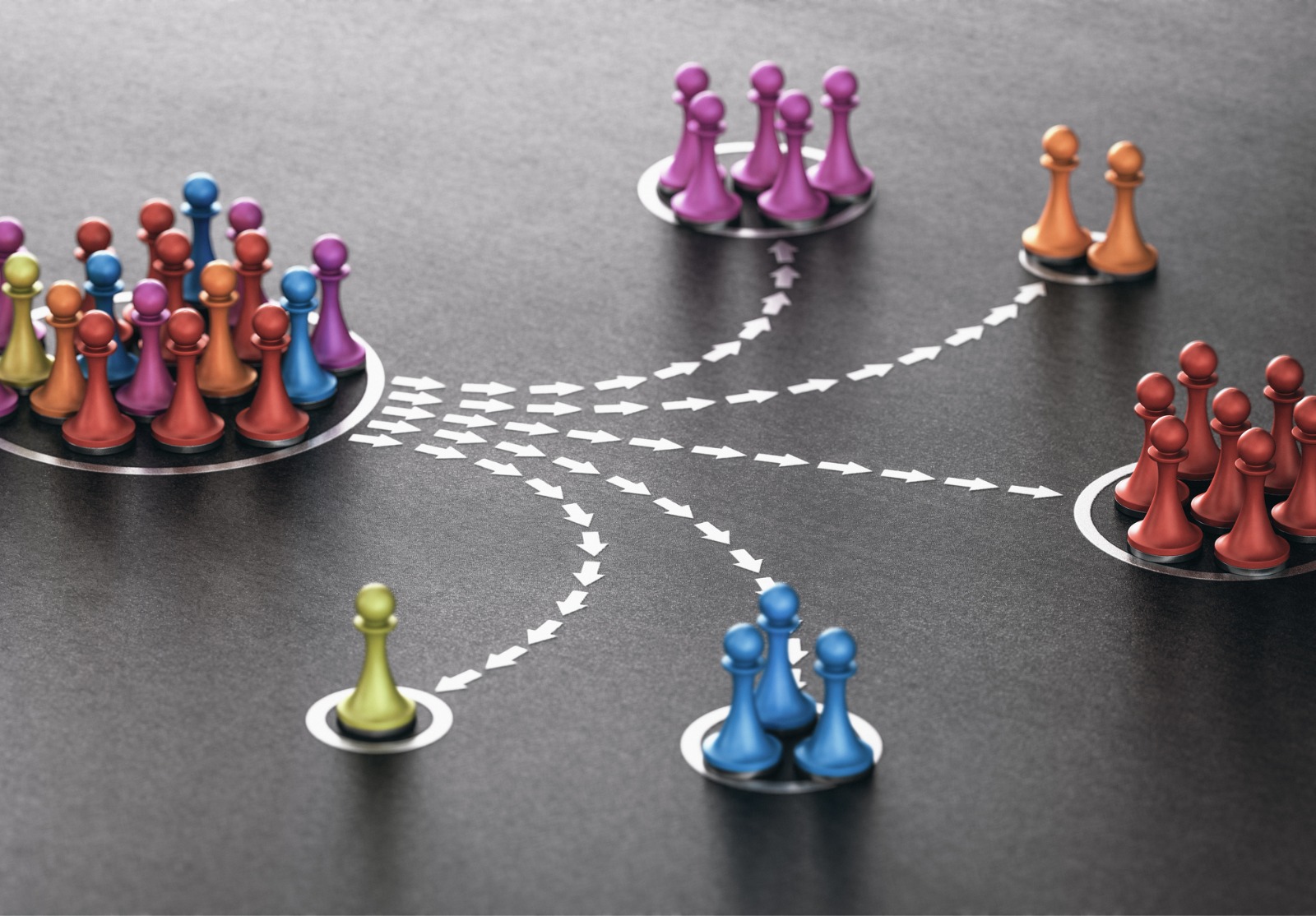 Segmentation de l’audience ou ségrégation des clients. Concept marketing.