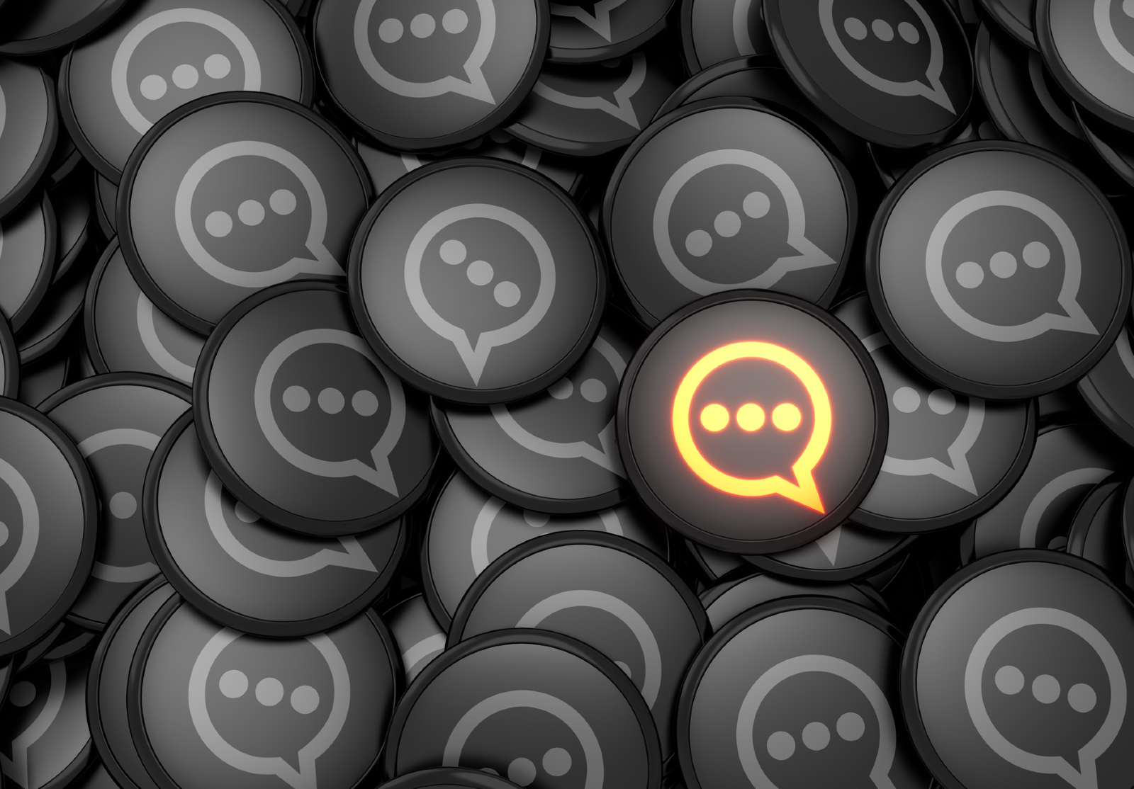 Icône unique de bulle de dialogue de chat. Démarquez-vous du concept de foule. Technologie de l’intelligence artificielle.