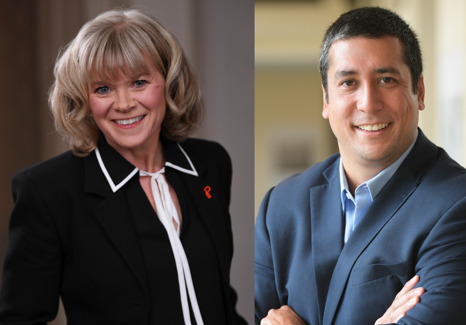 Montage de deux photos portrait Caroline Champagne à gauche et François Lucas-Cardona à droite.